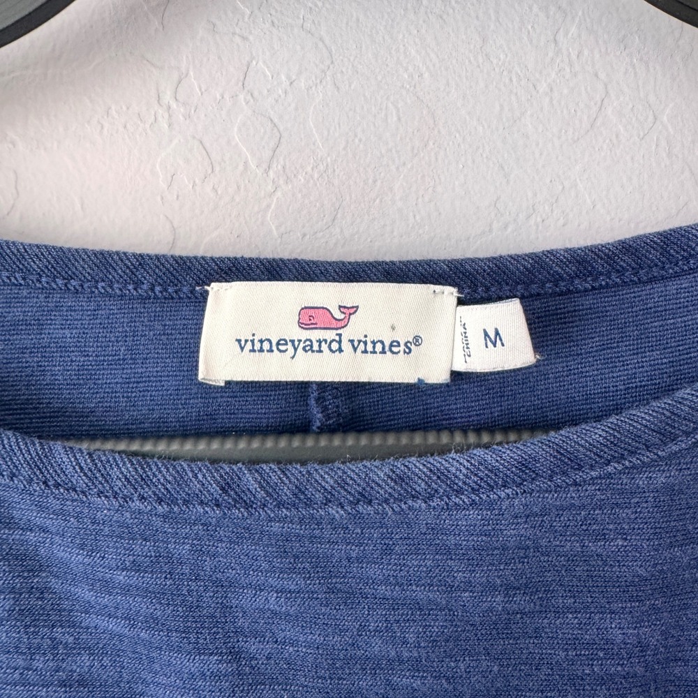 Vineyard Vines Women's Blue Ruffle Sleeve Knit T-Shirt Dress - Picture 4 of 5